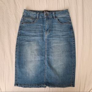 april jeans denim stretchy high waisted midi skirt